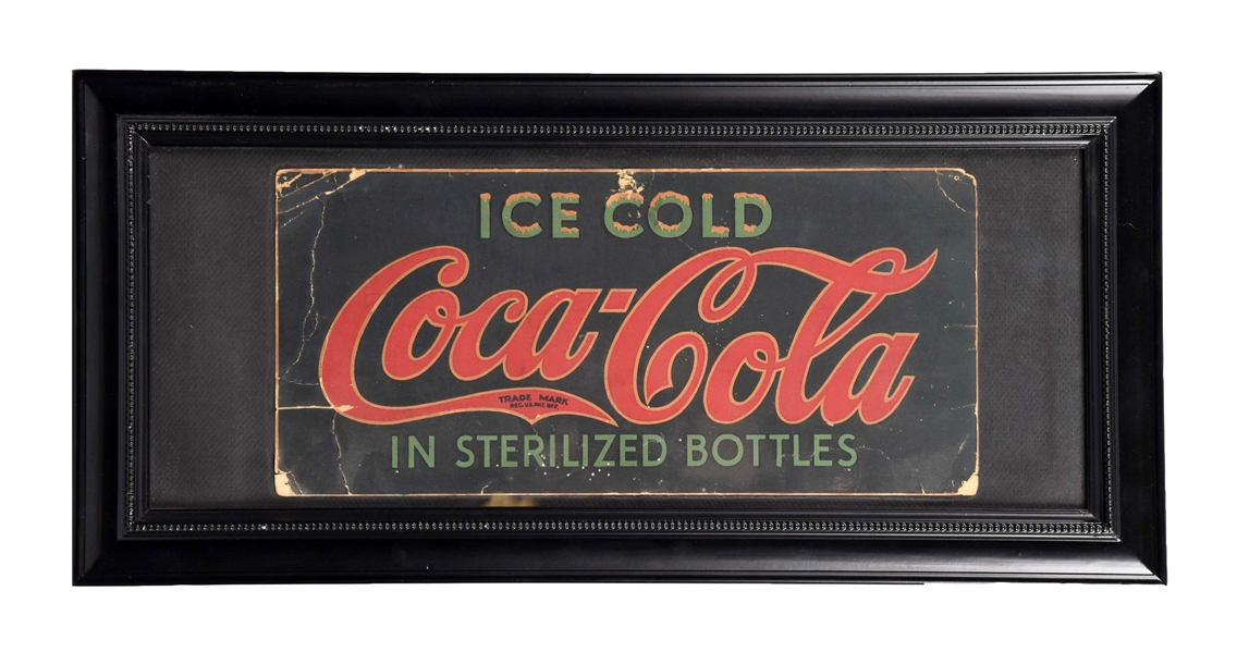 EARLY COCA-COLA CARDBOARD STERILIZED BOTTLES ADVERTISING SIGN.