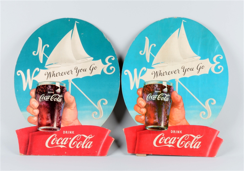 LOT OF 2: COCA-COLA DIECUT EASEL BACK SIGNS.