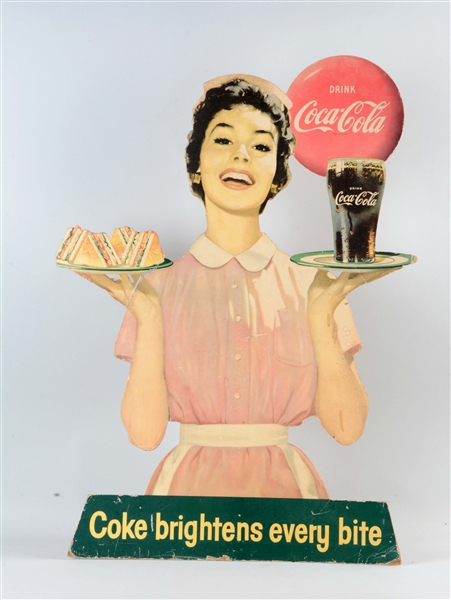 COCA - COLA DIECUT EASEL-BACK ADVERTISING SIGN.