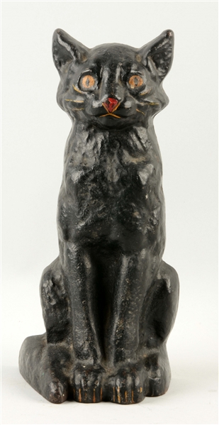 CAST IRON SITTING CAT DOORSTOP.