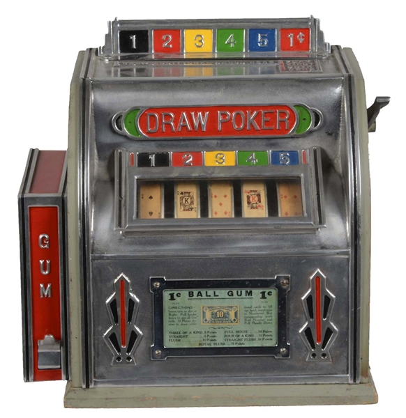 **1¢ NATIONAL COIN "DRAW POKER GUM VENDER"