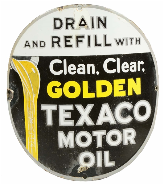 TEXACO MOTOR OIL CURVED PORCELAIN SIGN. 