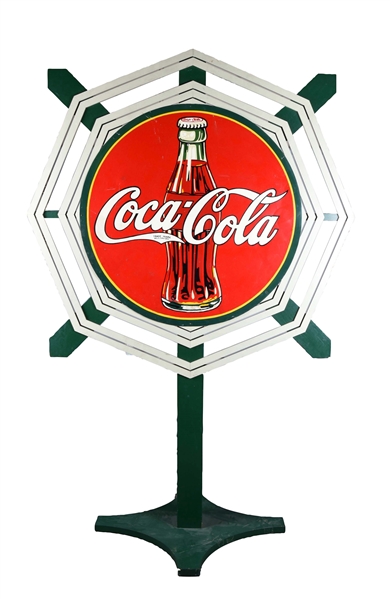 1930S TIN SIGN WITH WOODEN DISPLAY STAND. 