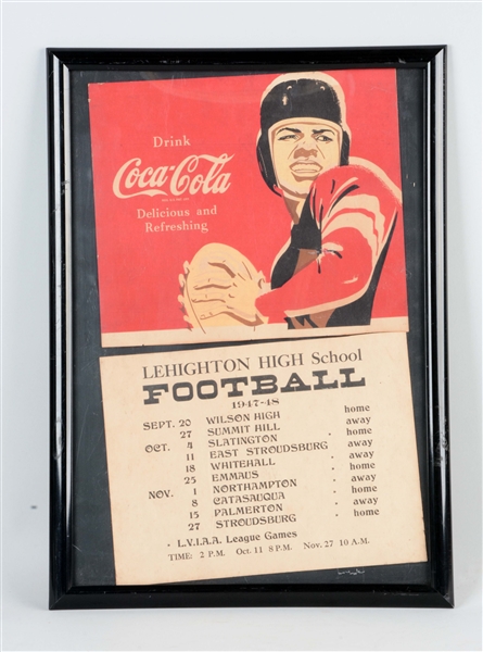 1947 COCA - COLA HIGH SCHOOL FOOTBALL SIGN.