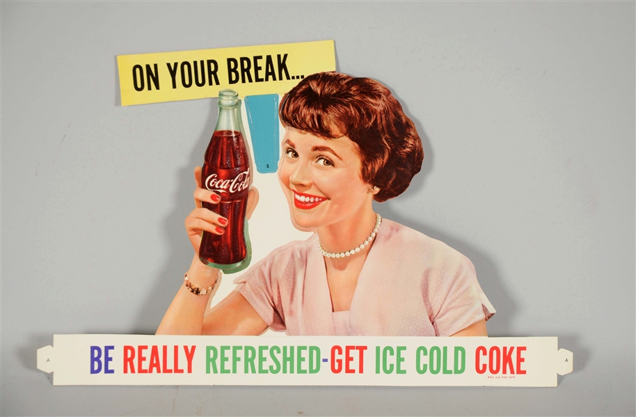 COCA-COLA DIECUT CARDBOARD ADVERTISING SIGN. 