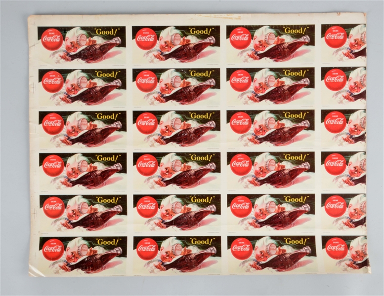 SHEET OF UNCUT COCA - COLA INK BLOTTERS. 