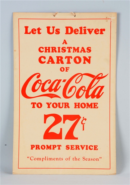 CARDBOARD COCA - COLA DELIVERY SERVICE ADVERTISING SIGN.