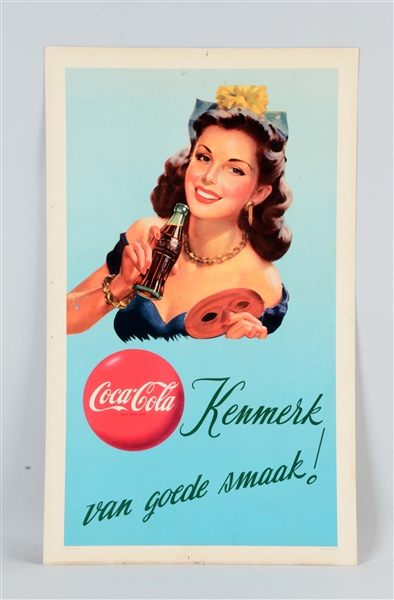 DUTCH COCA - COLA CARDBOARD ADVERTISING SIGN.