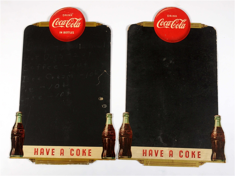 LOT OF 2: COCA-COLA ADVERTISING CARDBOARD CHALK BOARDS. 