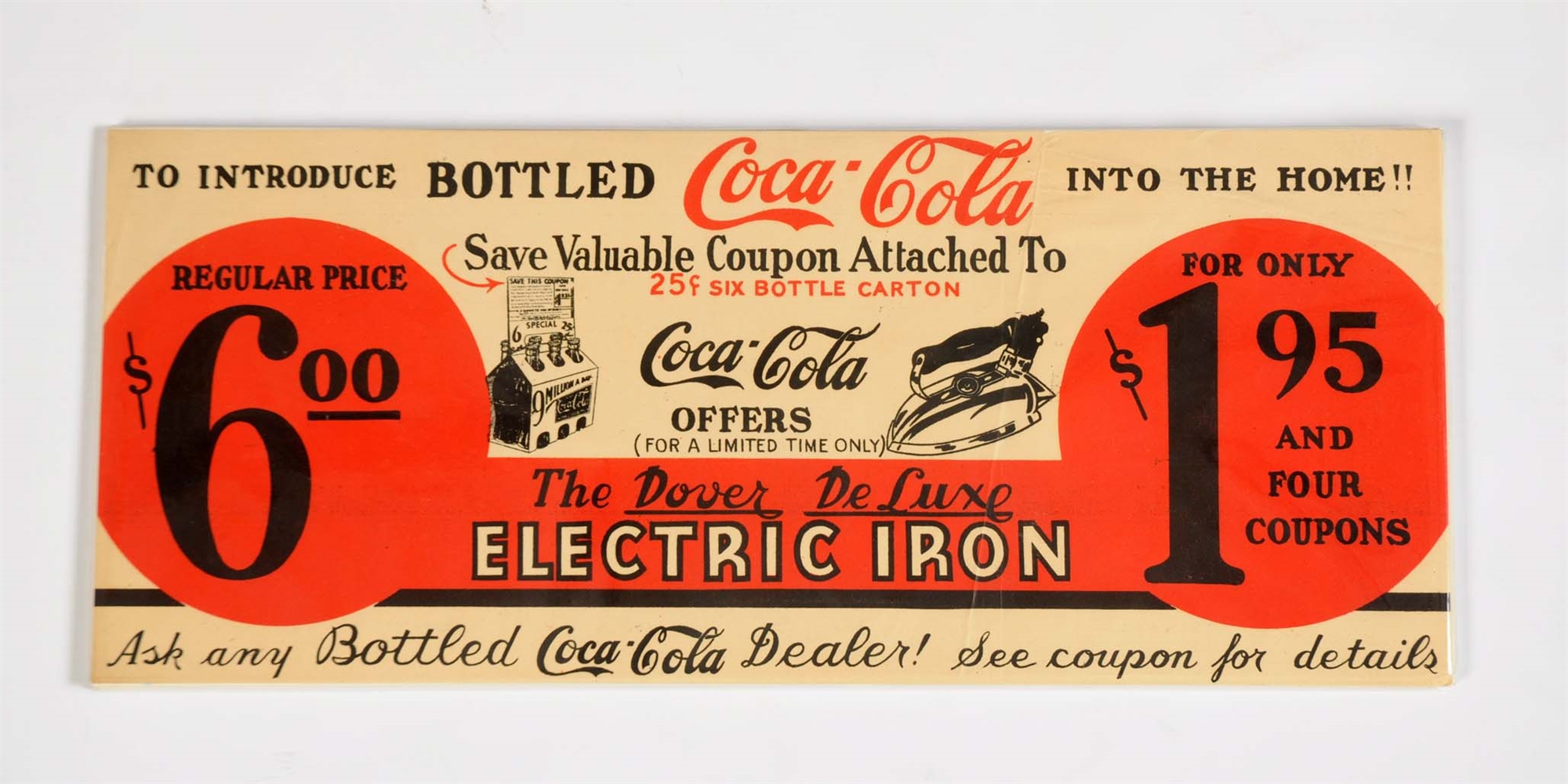 EARLY COCA-COLA PAPER ADVERTISING SIGN.