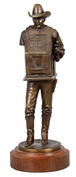 FIGURAL BRONZE MILLS ONE ARMED BANDIT SLOT MACHINE STATUE