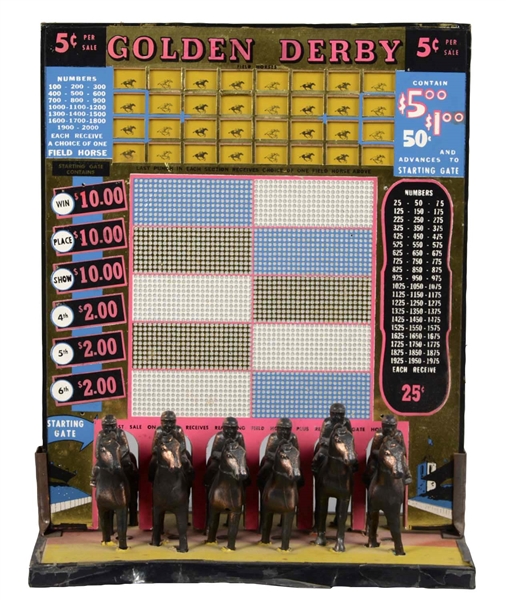 5¢ GOLDEN DERBY PUNCH BOARD