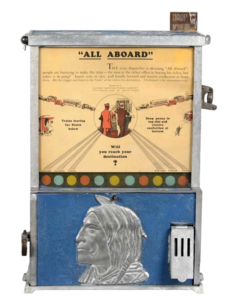 1¢ CALVERT MFG. CO. ALL ABOARD COUNTER AMUSEMENT MACHINE