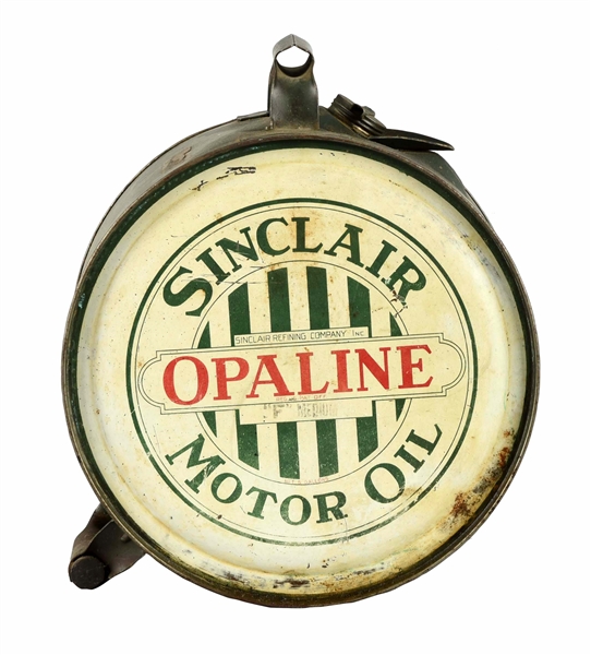 SINCLAIR OPALINE MOTOR OIL FIVE GALLON ROCKER CAN.