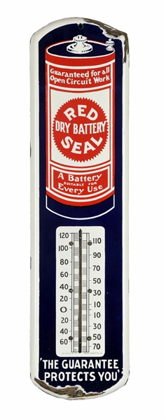 RED SEAL DRY BATTERY PORCELAIN THERMOMETER.       