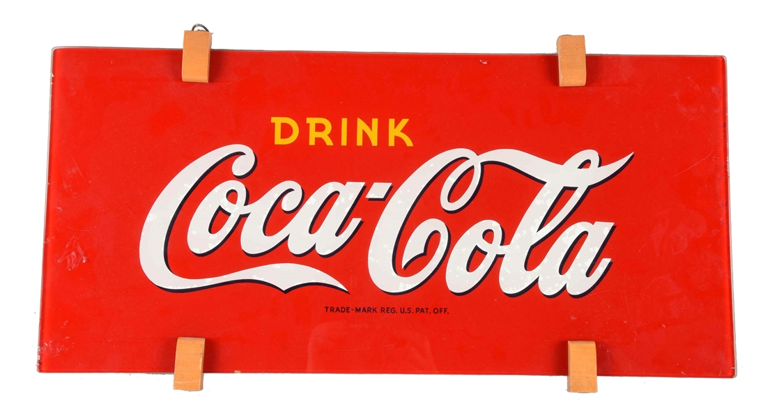 1940 COCA - COLA REVERSE ON GLASS SIGN. 