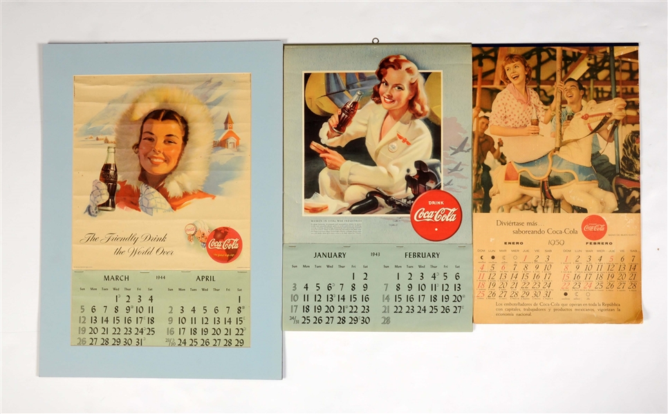 LOT OF 3: COCA-COLA CALENDARS.