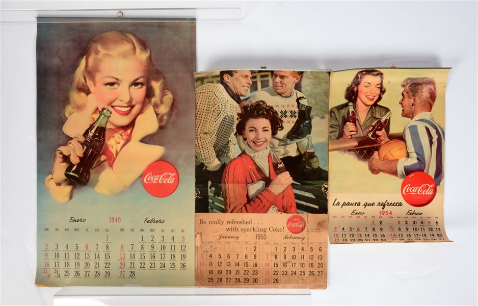 LOT OF 3: COCA-COLA CALENDARS.