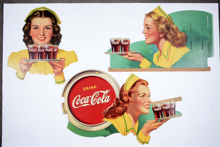 LOT OF 3: COCA-COLA CARDBOARD SIGNS. 