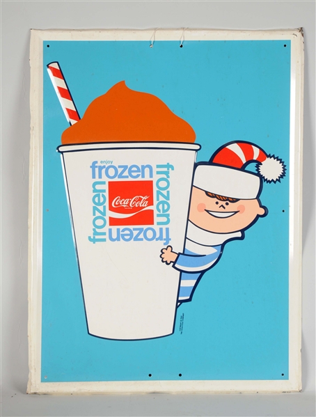 LARGE FROZEN COCA-COLA SELF FRAMED ADVERTISING SIGN.