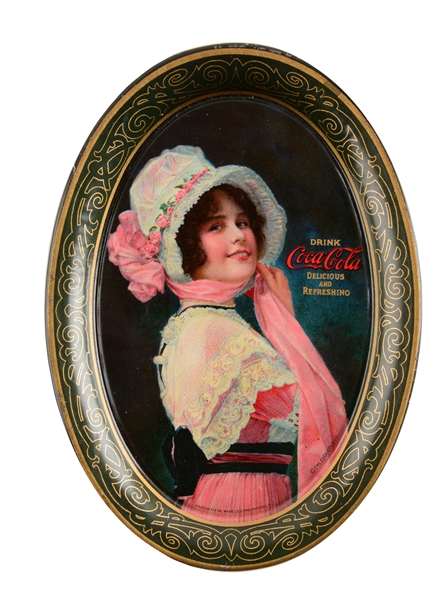 1914 COCA - COLA ADVERTISING TIP TRAY .
