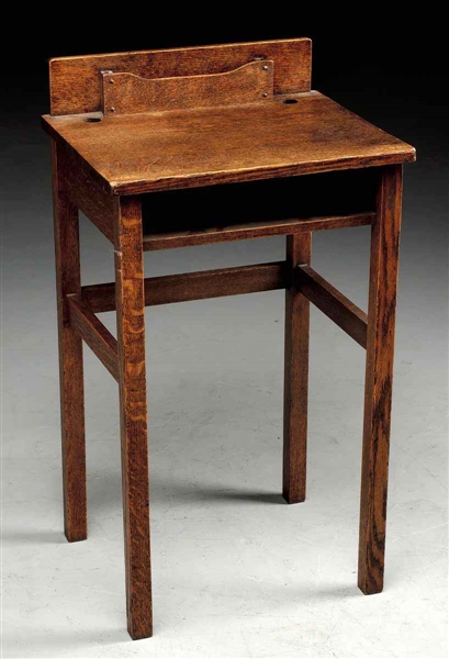 ARTS & CRAFTS MISSION OAK TELEPHONE STAND W/ GALLERY.