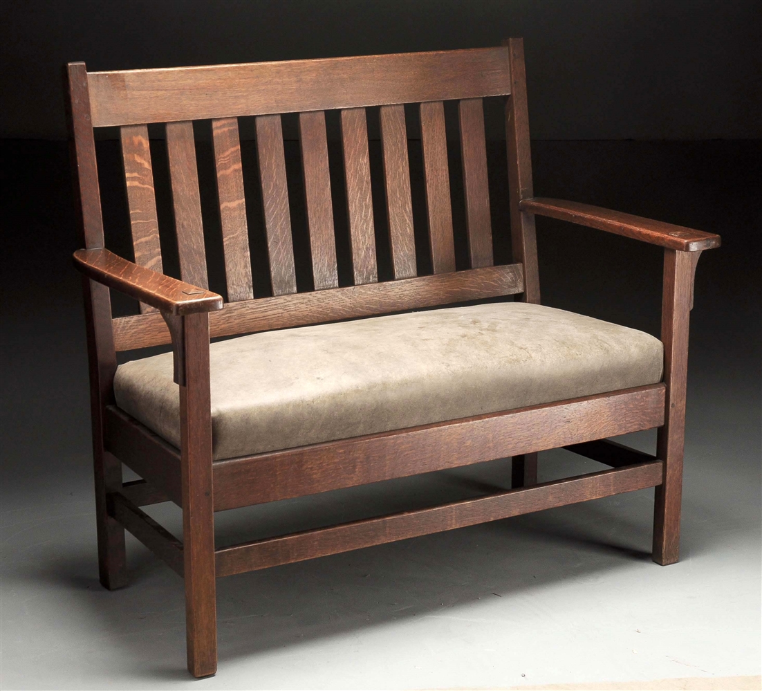 LIFETIME FURNITURE CO. ARTS & CRAFTS BENCH/SETTEE.
