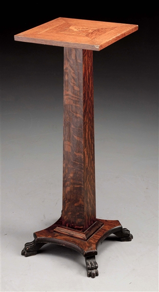 LARKIN PEDESTAL STAND WITH CARVED FEET. 