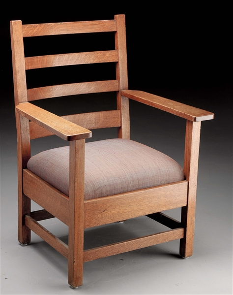 STICKLEY BROTHERS LADDER BACK ARMCHAIR NO. 916-1/2.