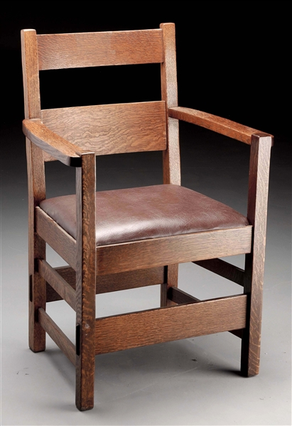 STICKLEY BROTHERS (ATTRIBUTION) ARMCHAIR W/ THROUGH TENONS.