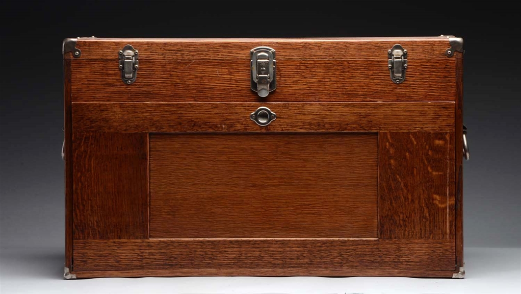 GERSTNER OAK MACHINIST CHEST WITH TOOLS.
