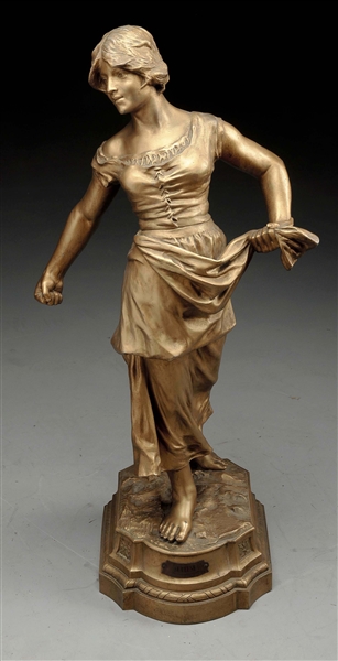 BRASS FRENCH FEMALE SCULPTURE.
