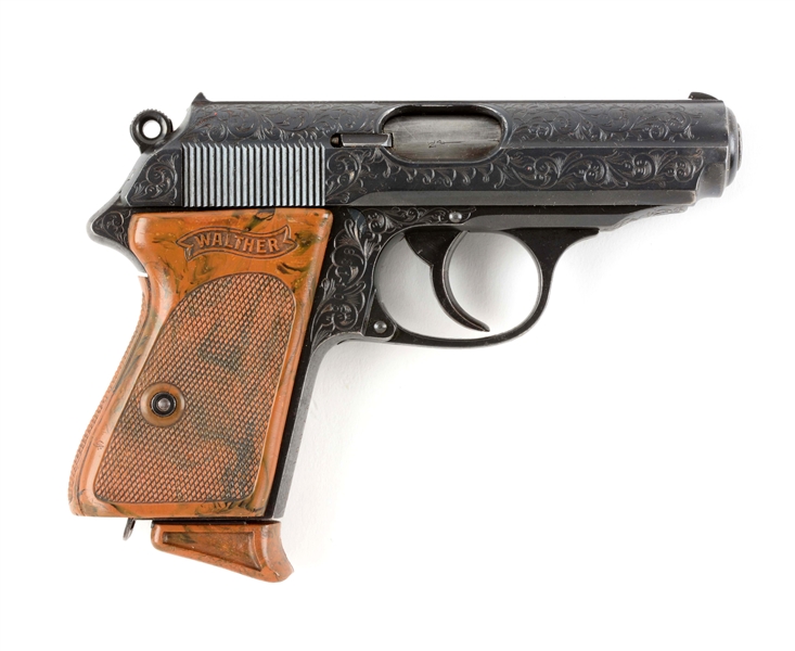 (C) ENGRAVED PRE WAR WALTHER MODEL PPK SEMI-AUTOMATIC PISTOL.