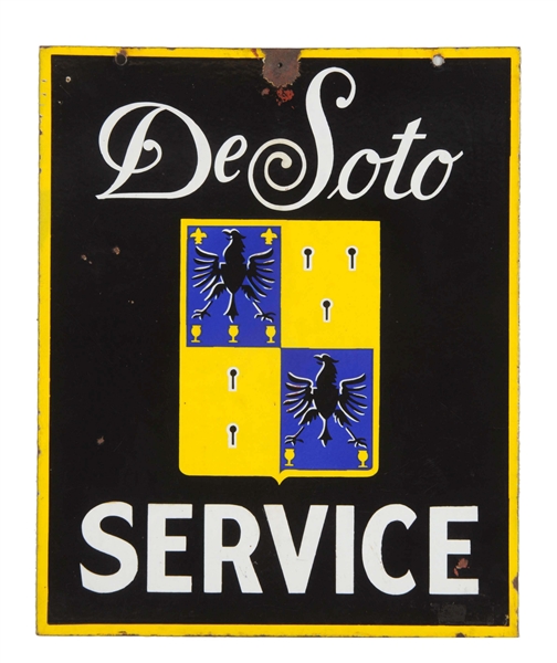 DESOTO SERVICE W/CREST LOGO PORCELAIN SIGN.
