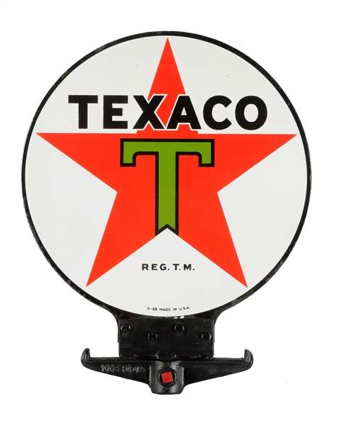 TEXACO (BLACK-T) STAR LOGO PORCELAIN GLOBE SIGN. 