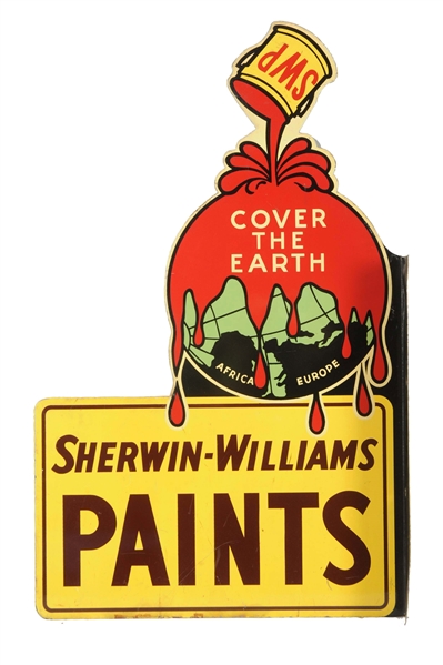SHERWIN-WILLIAMS PAINTS W/ LOGO TIN FLANGE SIGN.