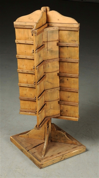 WOODEN SPINNING POST CARD DISPLAY RACK. 