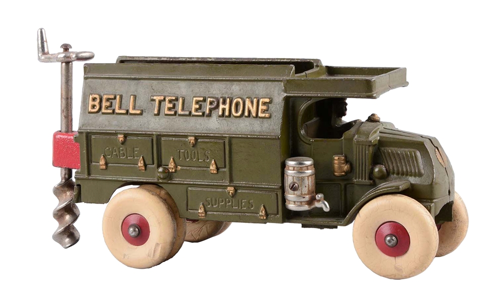 HUBLEY CAST IRON LARGE BELL TELEPHONE TRUCK.
