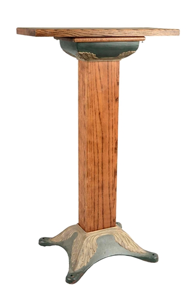 CAST IRON AND WOOD SLOT MACHINE STAND