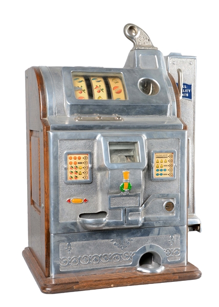 **25¢ O.D. JENNINGS REVAMP BELL SLOT MACHINE WITH SIDE VENDOR