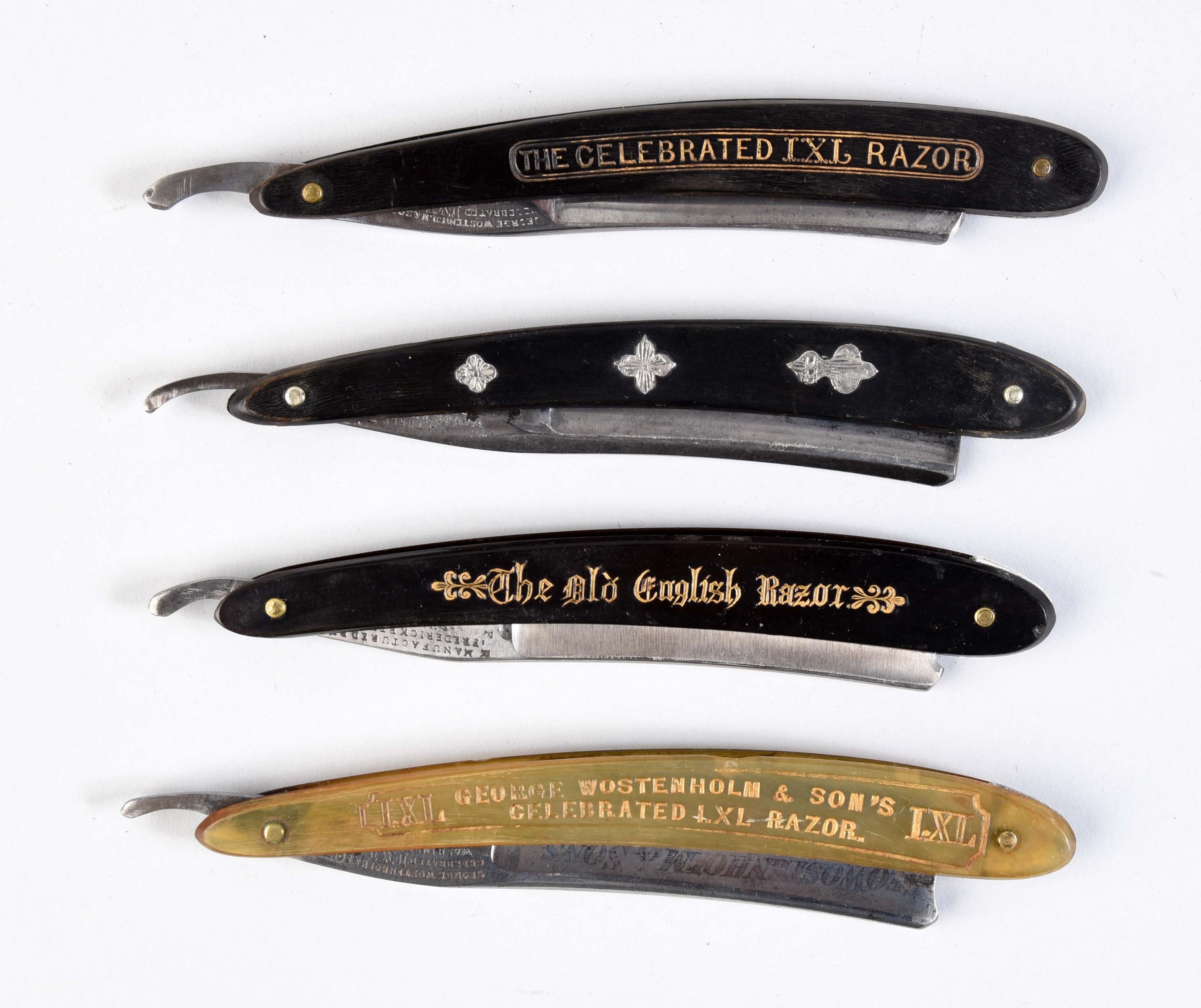 Lot Detail - LOT OF 4: EARLY HORN HANDLED STRAIGHT RAZORS.