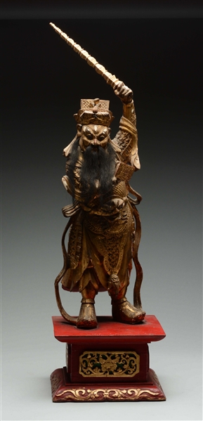 CHINESE CARVED GILT WOOD FIGURE.