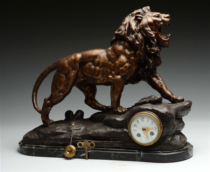 FRENCH LION CLOCK.