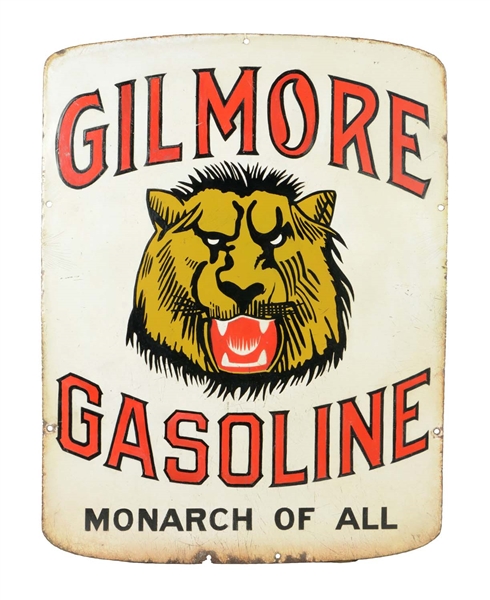 GILMORE GASOLINE PORCELAIN CURB SIGN (EARLY VERSION).
