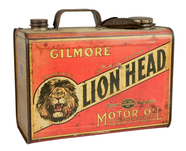 GILMORE LION HEAD ONE GALLON CAN. 