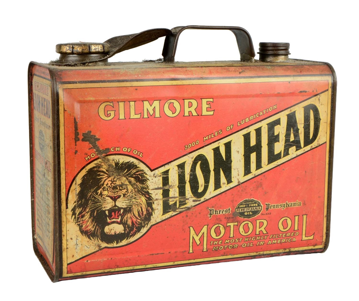 GILMORE LION HEAD ONE GALLON CAN.