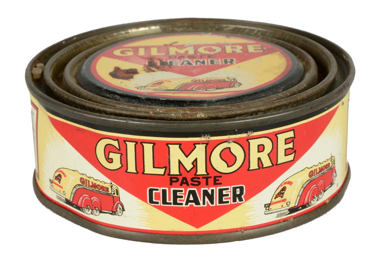 GILMORE OIL CO. PASTE WAX CLEANER TIN.
