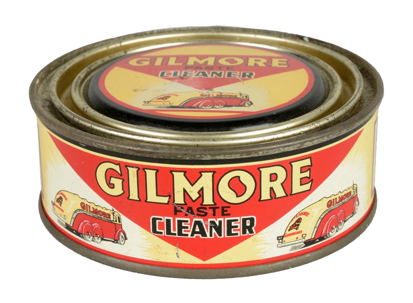 GILMORE OIL CO. PASTE WAX CLEANER TIN. 