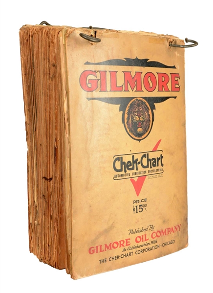 LARGE GILMORE OIL CO. CHEK-CHART LUBRICATION BOOK.