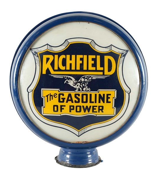 RICHFIELD "THE GASOLINE OF POWER" 15" GLOBE LENSES.
